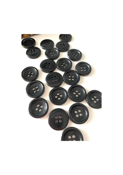 18 Mm 28 Boy Siyah Polyester Düğme 25 Adet