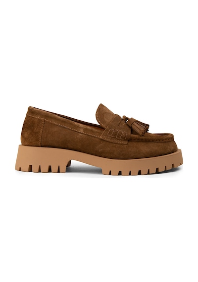 Deery Kadın Hakiki Süet Taba Rengi Püsküllü Loafer - 02035ztbac01
