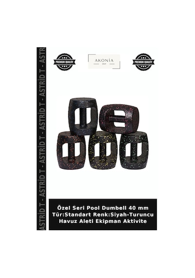Özel Seri Pool Dumbell 40 Mm Tür:standart Renk:siyah-turuncu Havuz Aleti Ekipman Aktivite Siyah - Turuncu