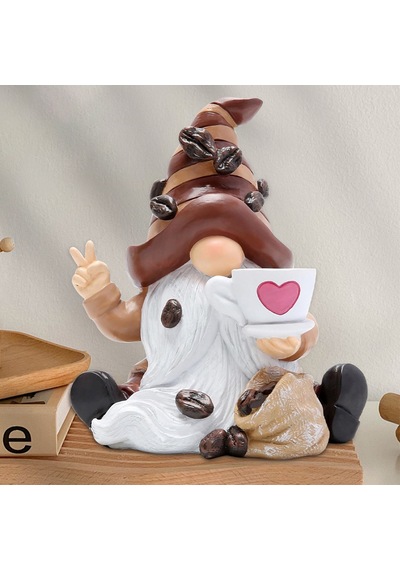 "kahve Kupa Gnome Heykelcik - Ev Veya Ofiste Kahve Severler İçin Büyüleyici Masa Üstü Dekor"