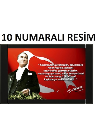 90X140 Cm Deri Çerçeveli Atatürk Resimli Makam Panosu