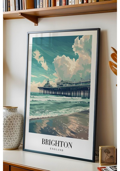 Brighton England Vintage Seyahat Posteri Çerçeveli Tablo - Premium Sahil Ve İskele Elit Duvar Dekoru Siyah Brighton England Vintage Seyahat Posteri Çerçeveli Tablo - Premium Sahil Ve İskele Elit Duvar Dekoru Siyah
