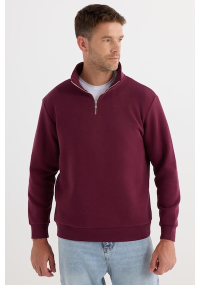 Tudors Unisex Relax Fit Rahat Kesim Pamuklu İçi Polarlı Yarım Fermuarlı Bordo Dik Yaka Sweatshirt-35165 Bordo Tudors Unisex Relax Fit Rahat Kesim Pamuklu İçi Polarlı Yarım Fermuarlı Bordo Dik Yaka Sweatshirt-35165 Bordo