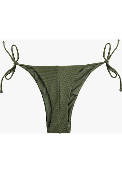 Koton Yanları Bağlamalı İpli Simli Bikini Altı Haki Çizgili 6sak00092mm