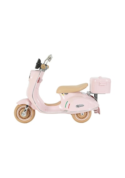 Vespera Pierro Uzaktan Kumandalı 6v Pembe Led Işıklı Arka Sepetli Çocuk Akülü Motor/scooter 3-6 Yaş