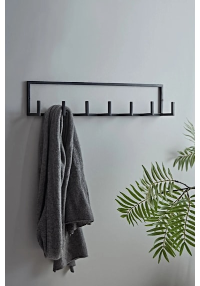 Aju Duvar Askısı 7 Kollu Metal Askılık Modern Elbise Çanta Ev Banyo Mutfak Düzenleyici Askılık Siyah