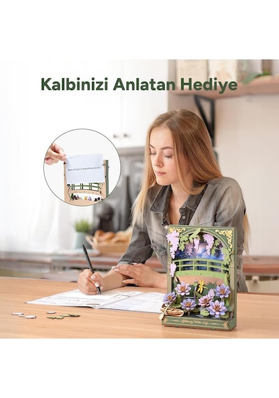 Rowood Th001 Nilüfer Çiçeği Glittering Water Lily Dıy Minyatür Maket Model Seti Ahşap 3d Wooden Puzzle 3d Model Kit Detaylı Dekoratif Hobi Seti Ahşap Maket