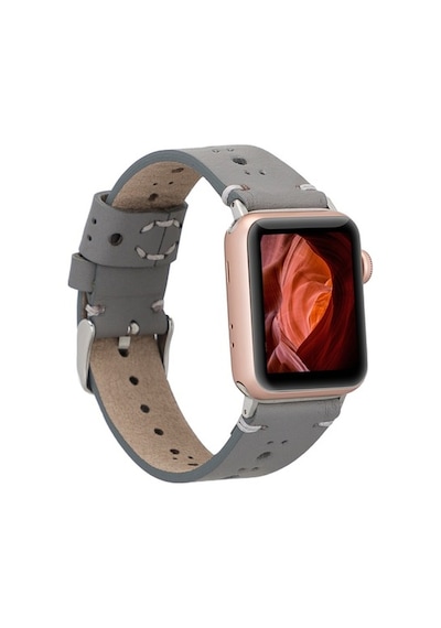 Bouletta Watch Uyumlu Deri Kordon 38-40-41Mm Rst9-Ba8 Gri