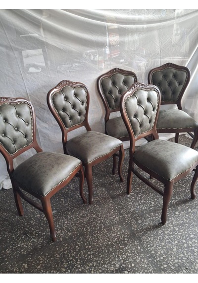 Sandalye Klasik 90613 Model Kayın Aslan Ayak Ceviz Nubuk Kumaş 6 Adet El Yapım Kahverengi Sandalye Klasik 90613 Model Kayın Aslan Ayak Ceviz Nubuk Kumaş 6 Adet El Yapım Kahverengi
