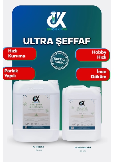 Erkon Kimya Ultra Şeffaf Hızlı Hobby Epoksi 30 Kg