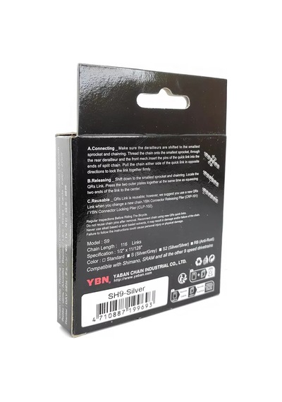Ybn Ybn S9-rb Bisiklet Zinciri, 116 Bağlantı, 9 Vites 208980024 Gri