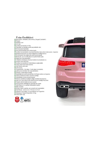 Oyuncak Admire 12 Volt Uzaktan Kumandalı Akülü Suv Çocuk Arabası Pembe