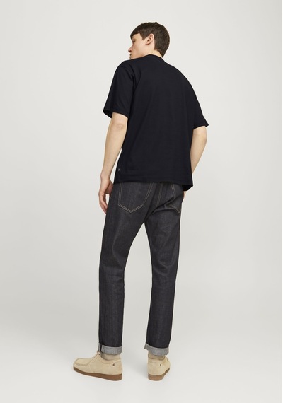 Jack & Jones Erkek Gögüs Baskili Tisört - Blachad 12259357 Black Siyah