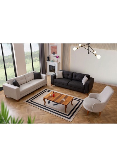 Kumsal Çekyatlı Sandıklı Koltuk Takımı 3+3+1 Krem
