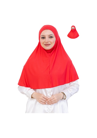 Modish Group Hazır Başörtüsü Pratik İslami Giyim Penye Peçeli Türban Namaz İçin Yumuşak Eşarp Pembe