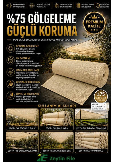 %75 Gölgelik Tüm Ölçüler Montaja Hazır - Çit Filesi - Tente Tül Krem