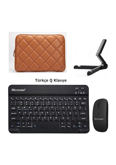 Microcase Apple Uyumlu iPad Air 13 M3 2025 Tablet İçin Çanta+türkçe Bluetooth Klavye+mouse+tablet Standı-al8124 Omuz Çantası