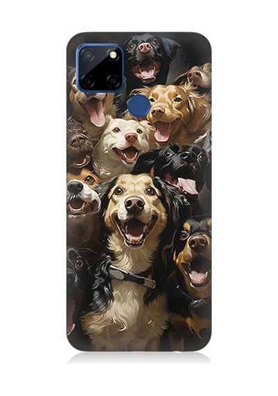 Realme C12 Uyumlu Köpek Ailesi Desenli Silikon Kılıf