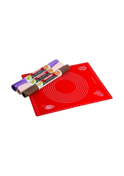 Silikon Ölçülü Hamur Açma Matı Hamur Açma Örtüsü Büyük Boy 50x40 Açık Pembe