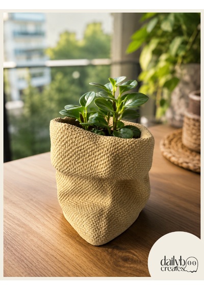 Dekoratif Çuval Saksı-çiçek,bitki,sukulent Saksısı-modern Tarz Saksı 01