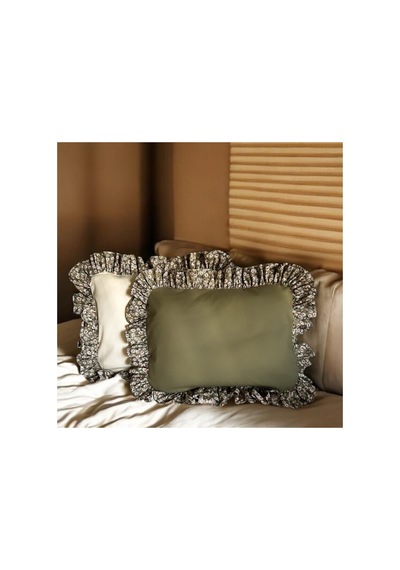 Fırfırlı Yastık Kılıfı Tek Kişilik Çiçek Detaylı 2'li 50 X 70 Cm Çok Renkli