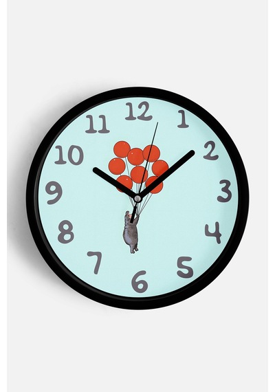 Soyut Tasarım Çocuk Odası Modern Duvar Saati - 25cm - Önü Camlı Siyah Kasa - Sessiz Mekanizma-jh0088 Siyah