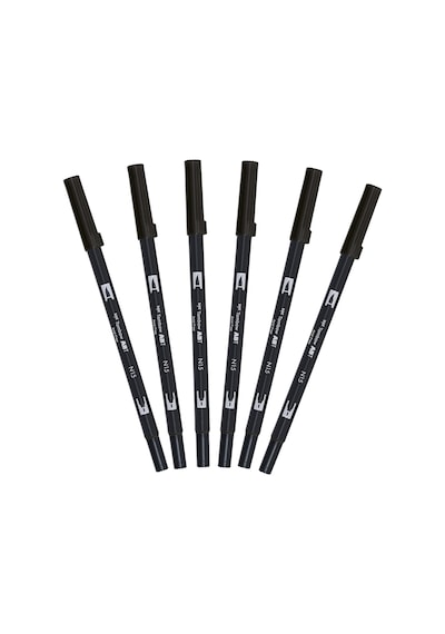 Abt-n15 6p Keçeli Dual Brush Pen İle İki Uç, 6 Adet Siyah