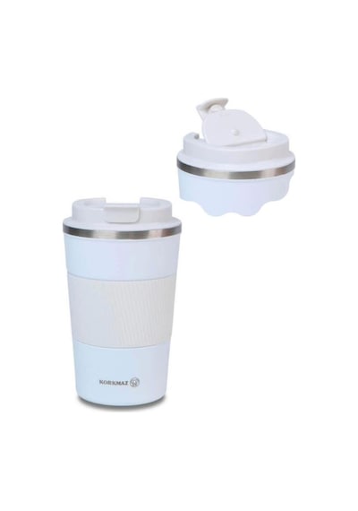 A5540-1 Korkmaz Eterna Siyah Kahve Bardağı 380 Ml - Beyaz