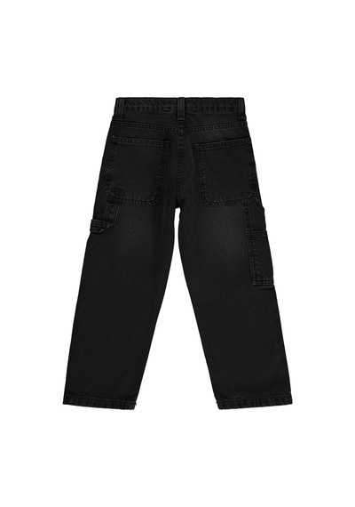 Civil Boys Yan Cepli Baggy Kalıp 10-13 Yaş Pantolon Kot - Siyah Siyah
