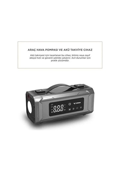 Şarjlı 10.000 Mah Taşınabilir Araç Hava Kompresörü Akü Takviyeli Dijital Ekranlı Işıklı