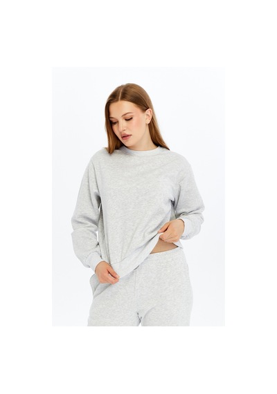Defys Kadın Basic Sweat Gri Melanj