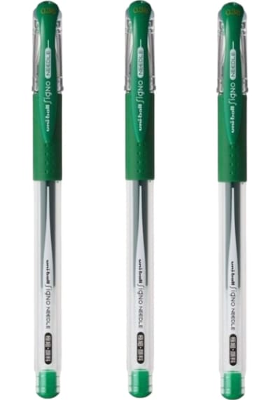 Uniball Signo Needle 0.38 İğne Uçlu Jel Kalem Yeşil Üç Adet