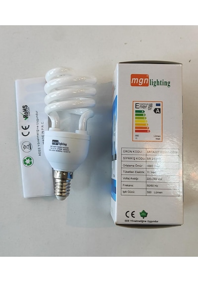 Mgn Lighting 11w E14 Duy Tasarruflu Ampul 2700k Sarı Işık T2 Yarı Spiral Sr 24010