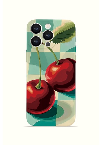 Apple iPhone Uyumlu 16 Pro Vorian İnce Kamera Korumalı Mika Kılıf Cherry Picnic Cherry Picnic Mika