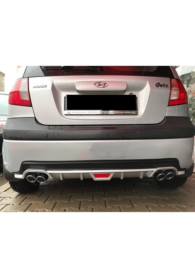Hyundai Getz Uyumlu Siyah Difüzör Difizör Yuvarlak Egzoz Görünüm Kulaklı Tip