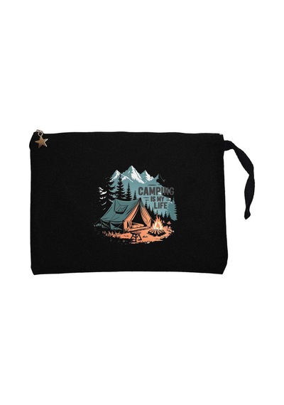 Camp Is My Life Siyah Clutch Astarlı Cüzdan / El Çantası