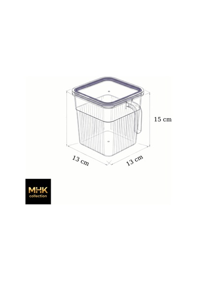 8 Adet Kristal Kare Erzak Ve Gıda Saklama Kutusu 1.6 Lt Şeffaf