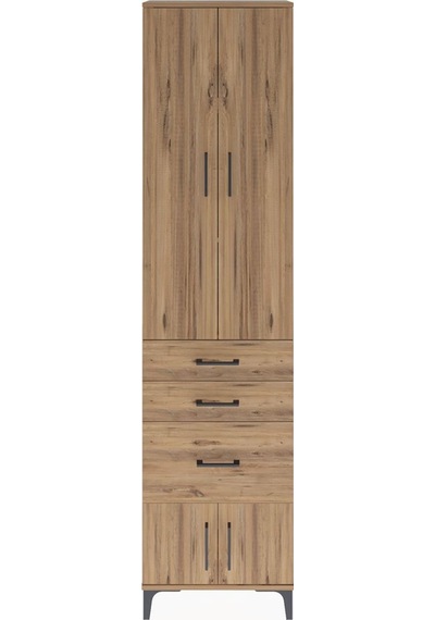 Arges Dolap 3 Raflı 3 Çekmeceli 4 Kapaklı 60x30x243 Çam-çam Çam