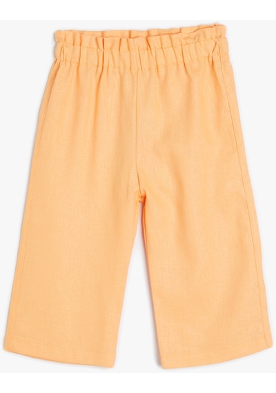 Koton Bol Paça Pantolon Beli Lastikli Dokulu Turuncu 4smg40011aw Turuncu