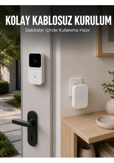 Hd Kameralı Beyaz Görüntülü Kapı Zili Çift Yönlü Sesli Wi-fi Akıllı Kapı Zili - Lisinya