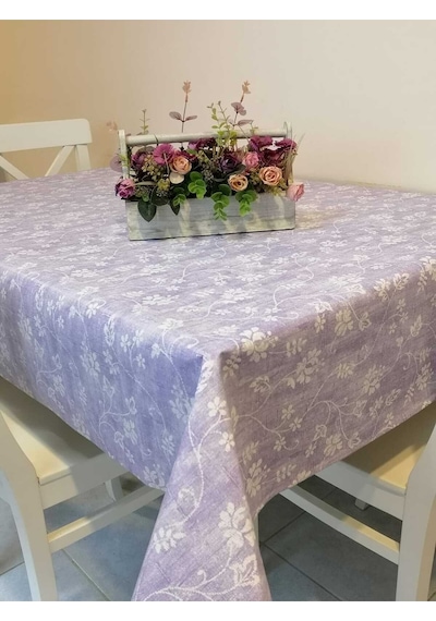 Elyaflı Pvc Muşamba - Desenli Silinebilir Masa Örtüsü 01fnt12116 Lila