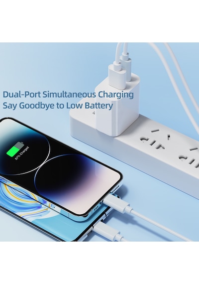 Qc Hızlı Şarj Fonksiyonlu, Çift Bağlantı Usb-a+usb-c, 20w Pd/3a Şarj Adaptörü