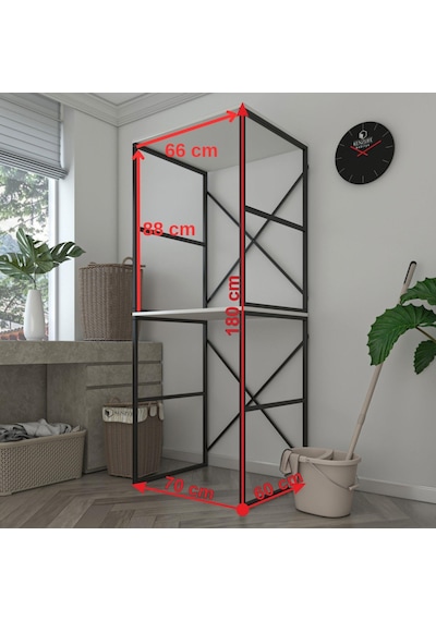 Bakbudaiyi Çamaşır Kurutma Makinesi Dolabı Velid Byzsyh 180 070 60 Mat Suntalam Metal Siyah Boya Beyaz - Siyah Bakbudaiyi Çamaşır Kurutma Makinesi Dolabı Velid Byzsyh 180 070 60 Mat Suntalam Metal Siyah Boya Beyaz - Siyah