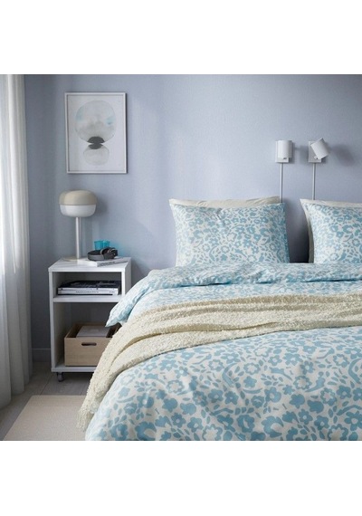 Ikea Cymbalblomma Tek Kişilik Nevresim Takımı 150 X 200 Cm Lacivert - Beyaz