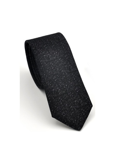 Gaffy Füme Kırcıl Desenli Siyah Dokuma Kumaş Mendilli Slim Fit Kravat // Sdk230916 Desenli