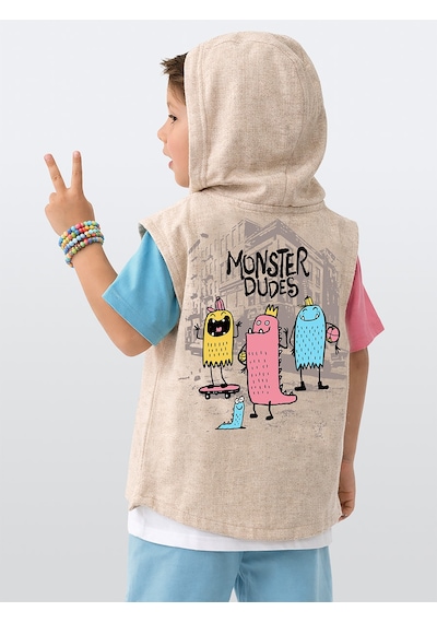 Denokids Canavar Erkek Çocuk Yelek Gömlek Çok Renkli