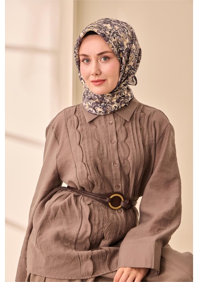Silk Home Twill İpek Eşarp 11477-34 Füme, Siyah, Gümüş, Çelik Mavi, Küf Yeşili