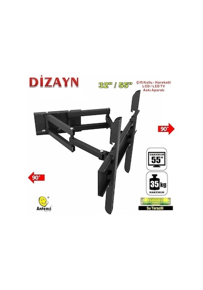 Dizayn 47" Çift Kollu Hareketli Lcd Led Tv Askı Aparatı