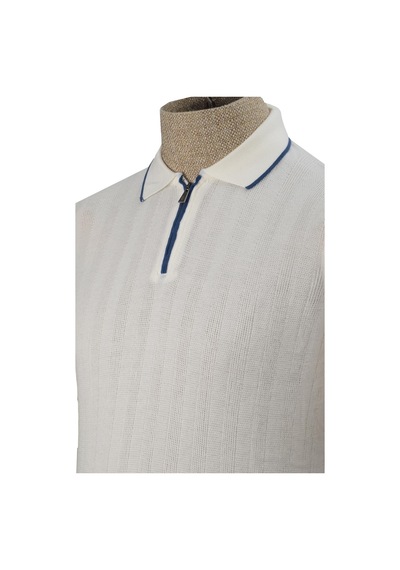 Cengiz İnler Yarım Fermuarlı Desenli Merserize Erkek Triko T-shirt 001
