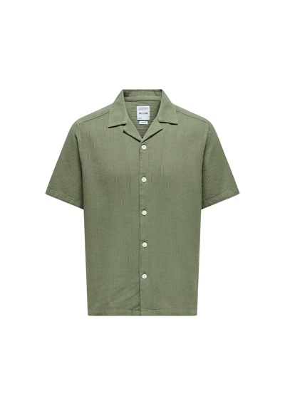 Only & Sons Erkek Waffle Kumaş Yazlık Resort Gömlek - Onsbertil Model-yeşil Yeşil